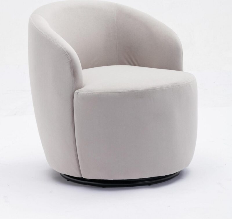 Damerin Modern Gray Velvet Swivel Barrel Chair - Image 4