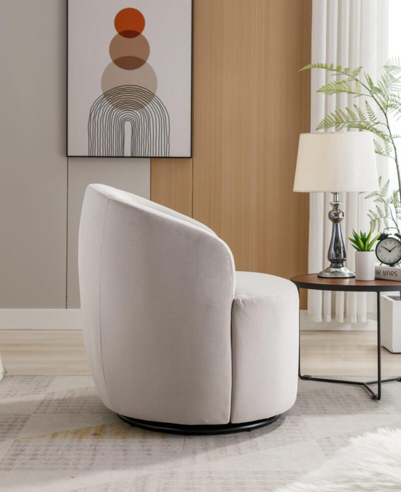 Damerin Modern Gray Velvet Swivel Barrel Chair - Image 9