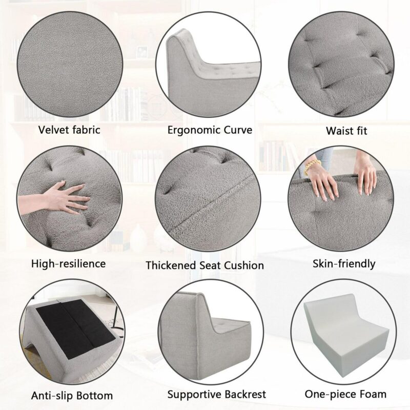 Damerin Modern Gray Velvet Accent Chair - Image 9
