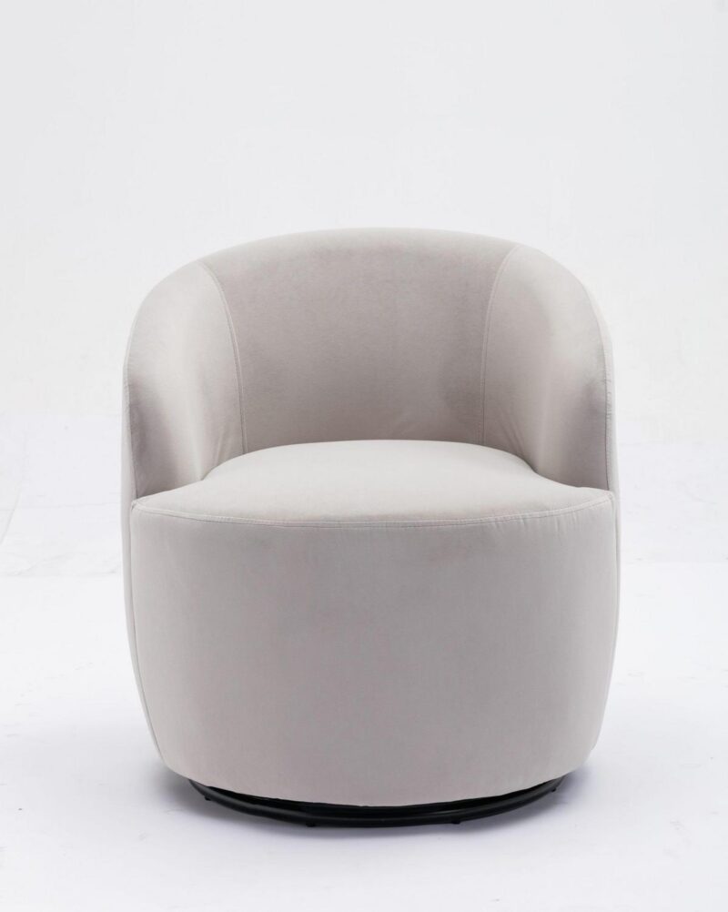 Damerin Modern Gray Velvet Swivel Barrel Chair