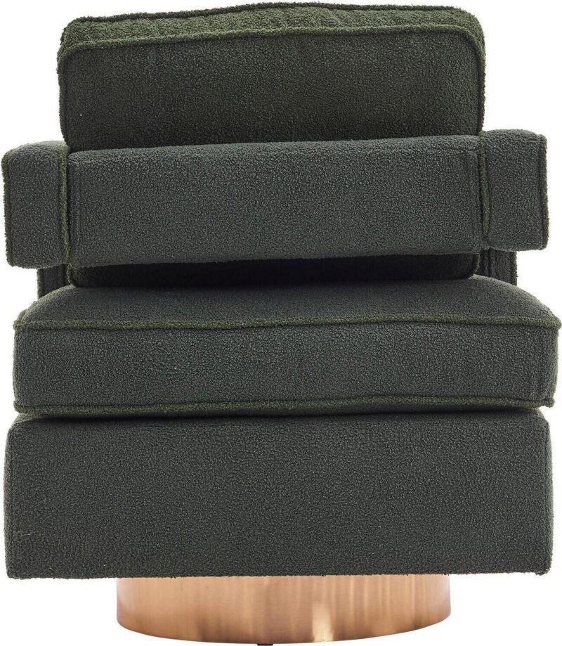 Damerin Modern Green Linen Swivel Barrel Chair - Image 4