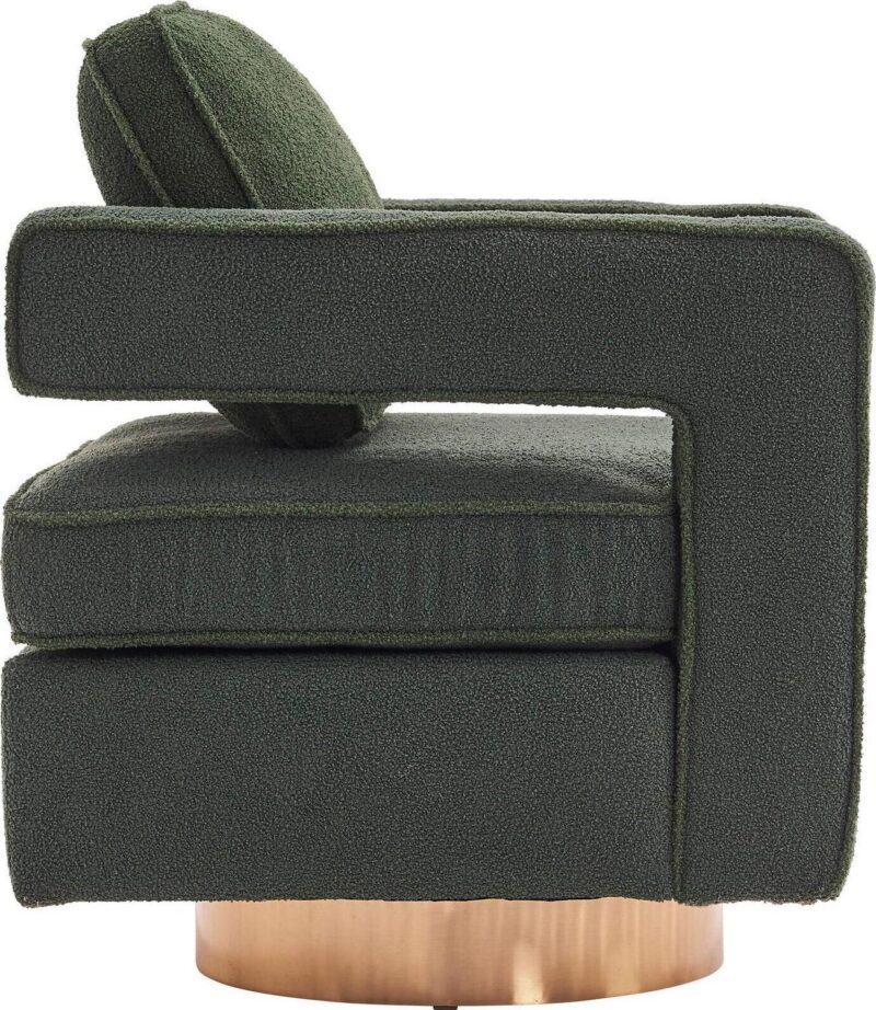 Damerin Modern Green Linen Swivel Barrel Chair - Image 5