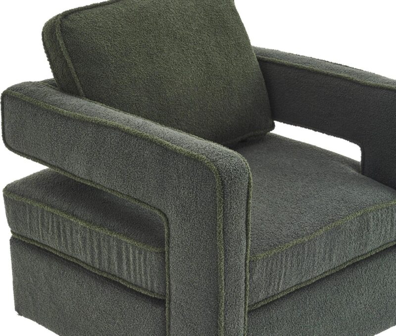 Damerin Modern Green Linen Swivel Barrel Chair - Image 6