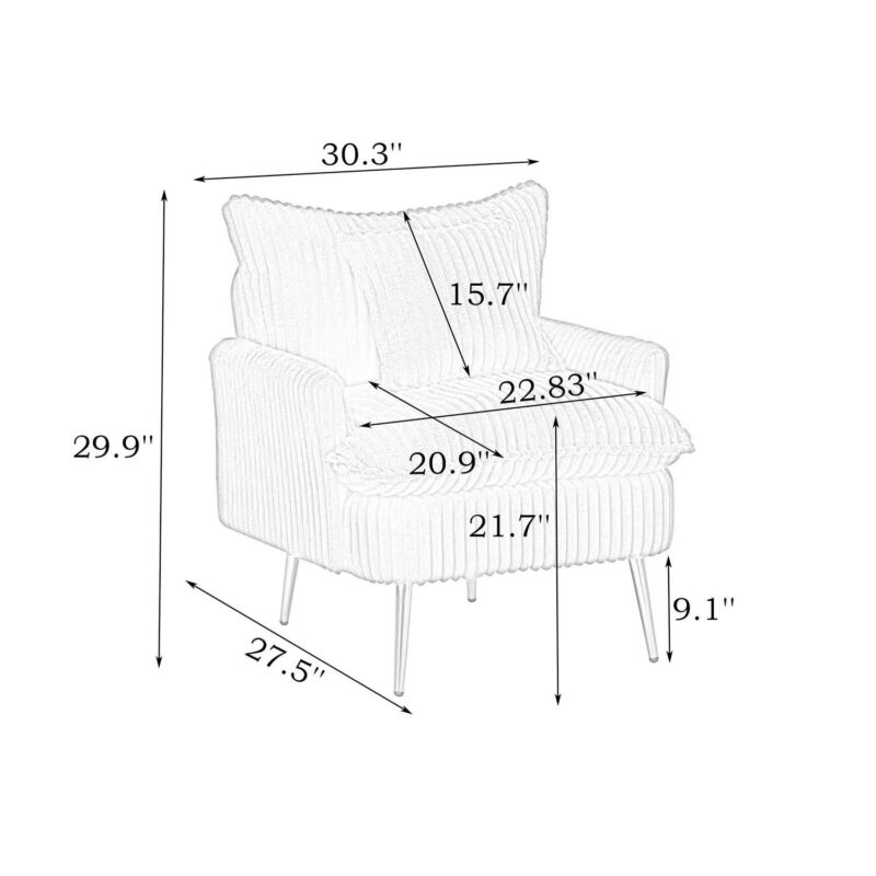 Damerin Modern Green Corduroy Accent Chair - Image 4