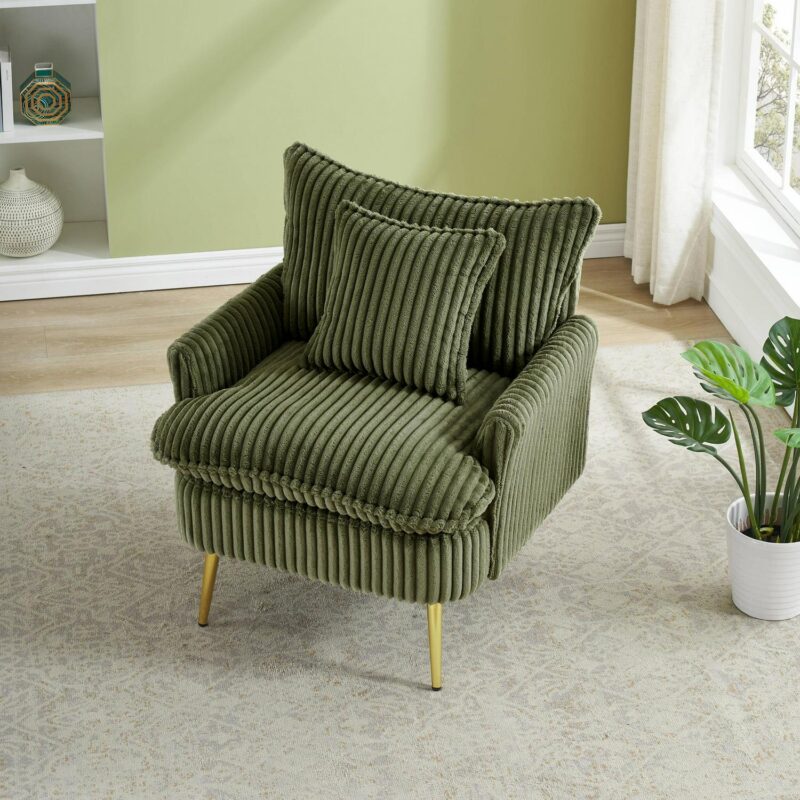 Damerin Modern Green Corduroy Accent Chair - Image 7