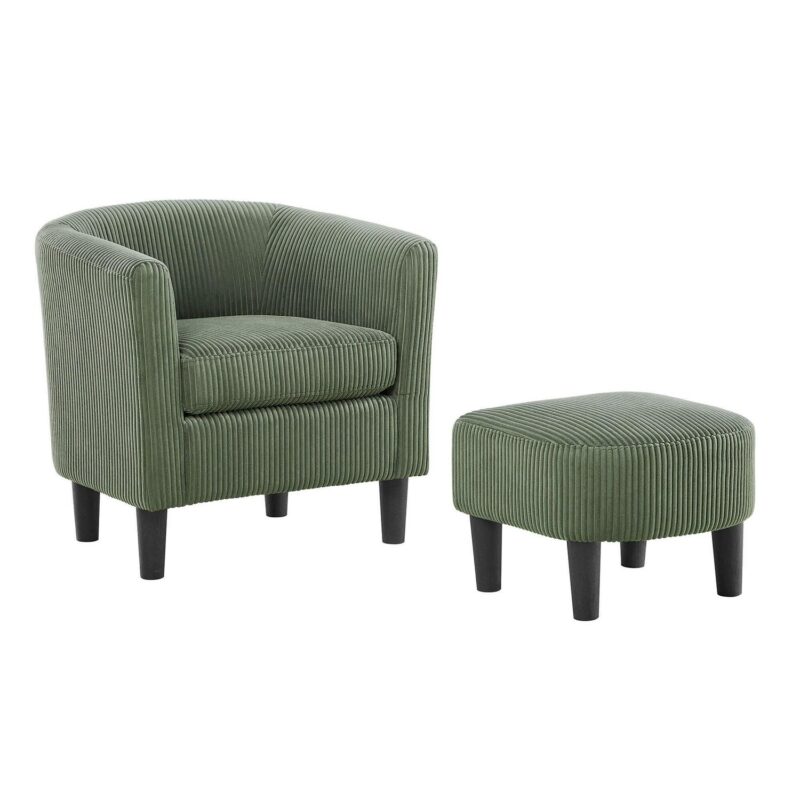 Damerin Modern Green Corduroy Accent Chair - Image 3