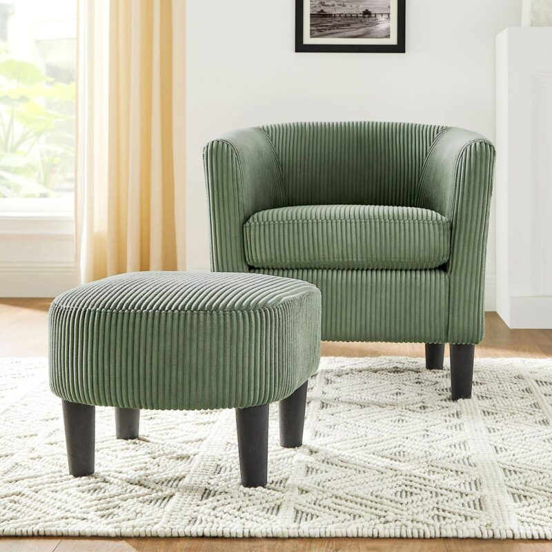 Damerin Modern Green Corduroy Accent Chair - Image 5