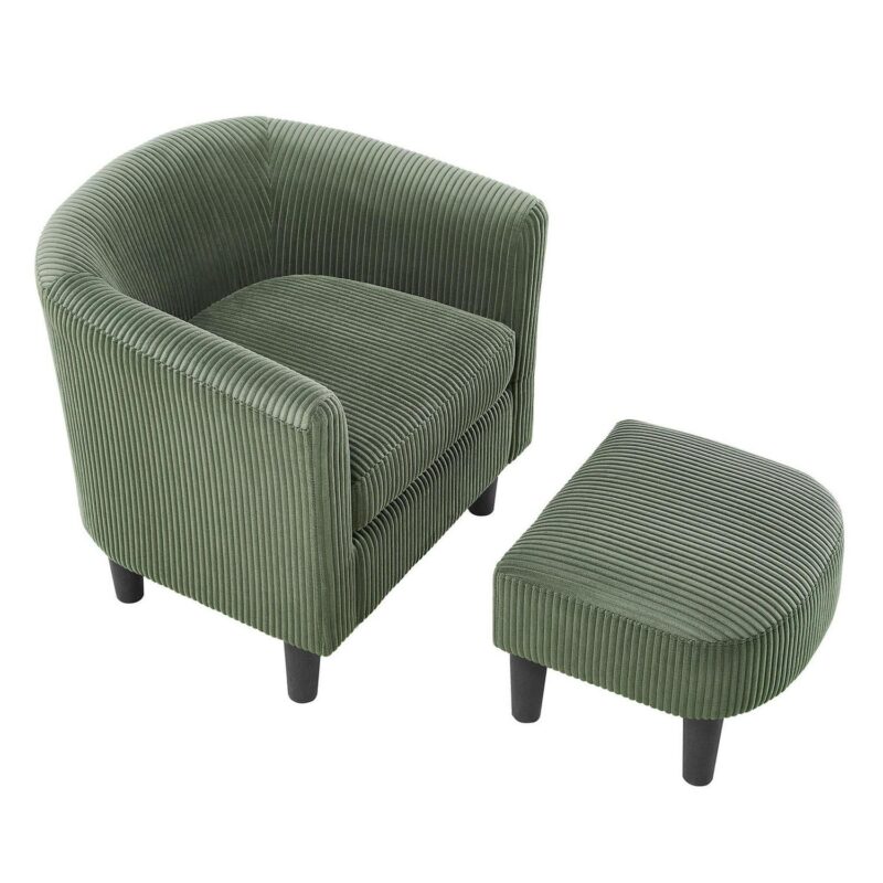 Damerin Modern Green Corduroy Accent Chair