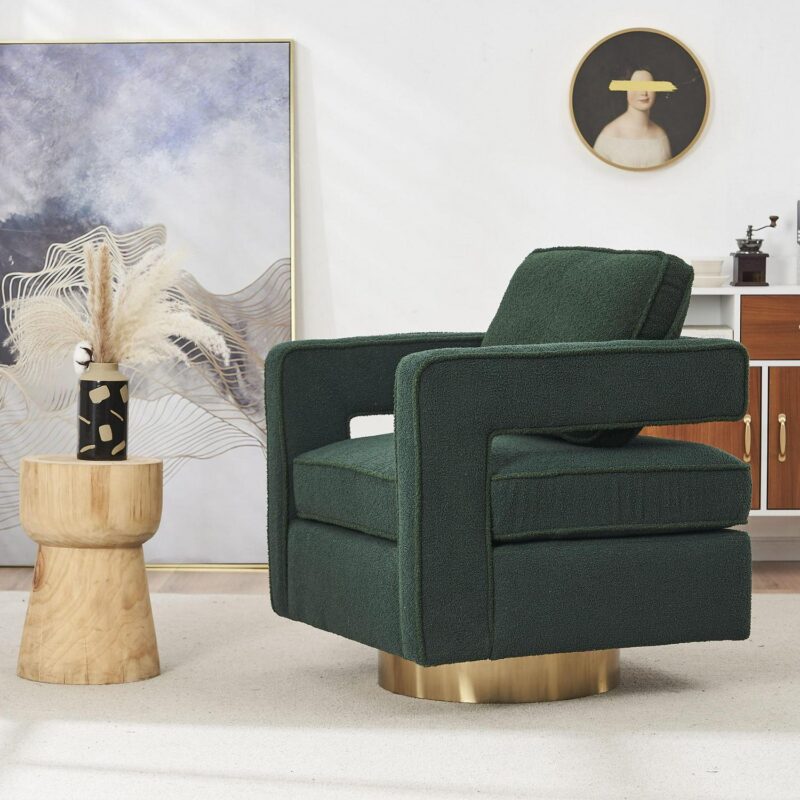 Damerin Modern Green Linen Swivel Barrel Chair - Image 8