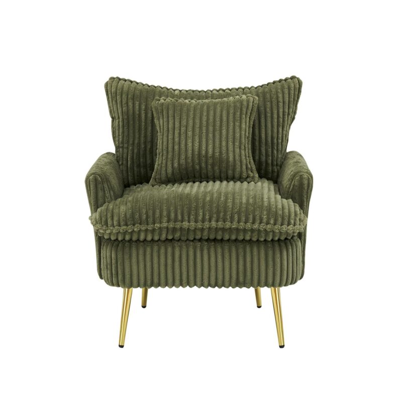 Damerin Modern Green Corduroy Accent Chair - Image 2