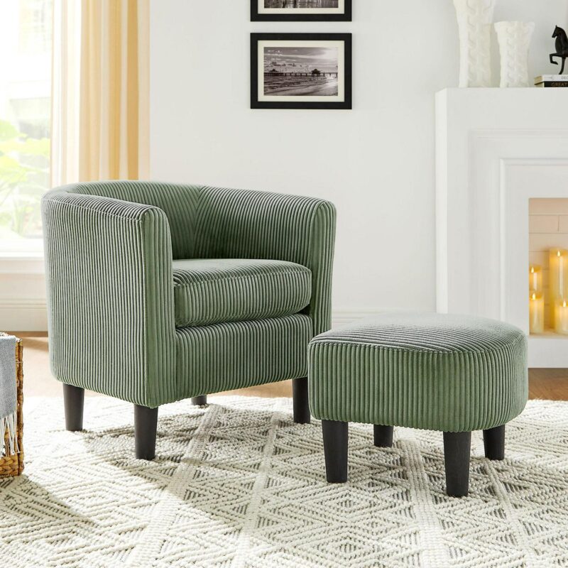 Damerin Modern Green Corduroy Accent Chair - Image 6