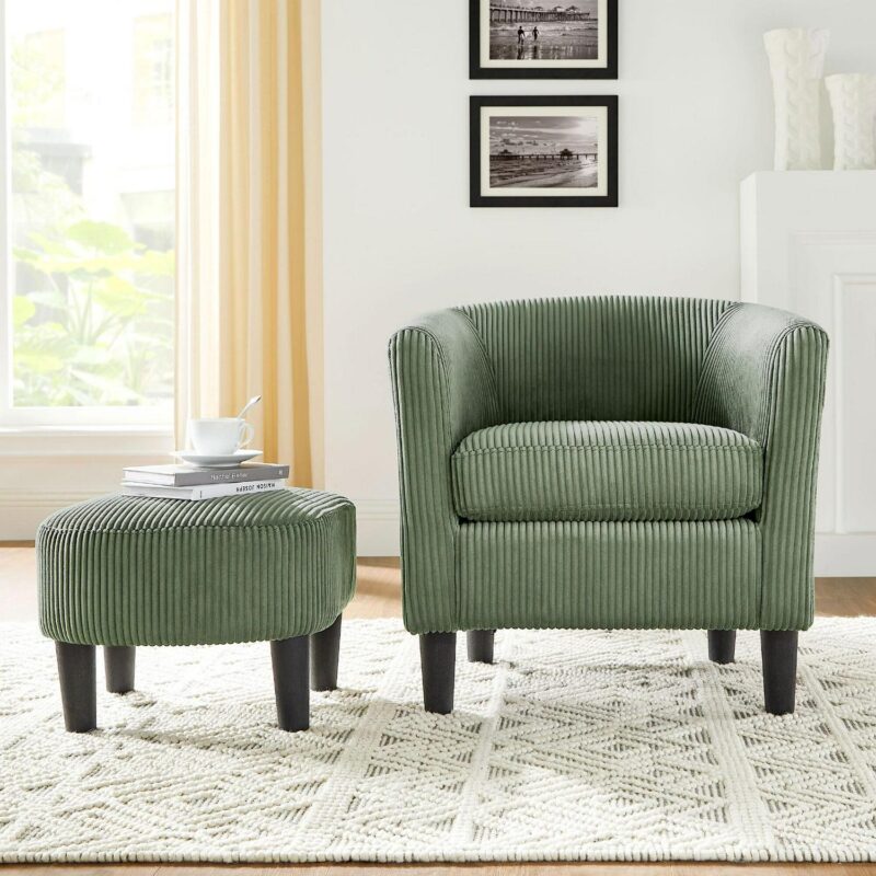 Damerin Modern Green Corduroy Accent Chair - Image 7