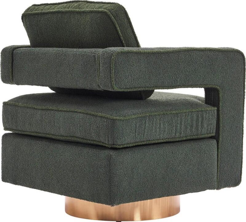 Damerin Modern Green Linen Swivel Barrel Chair - Image 3