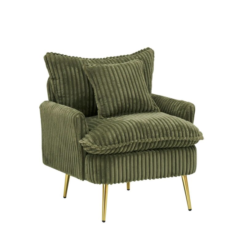 Damerin Modern Green Corduroy Accent Chair - Image 3