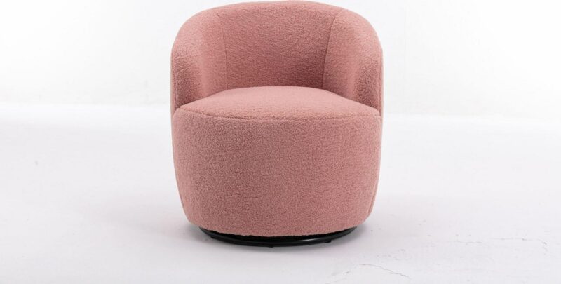 Damerin Modern Light Pink Velvet Swivel Barrel Chair