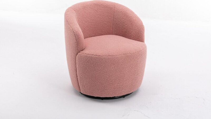 Damerin Modern Light Pink Velvet Swivel Barrel Chair - Image 3