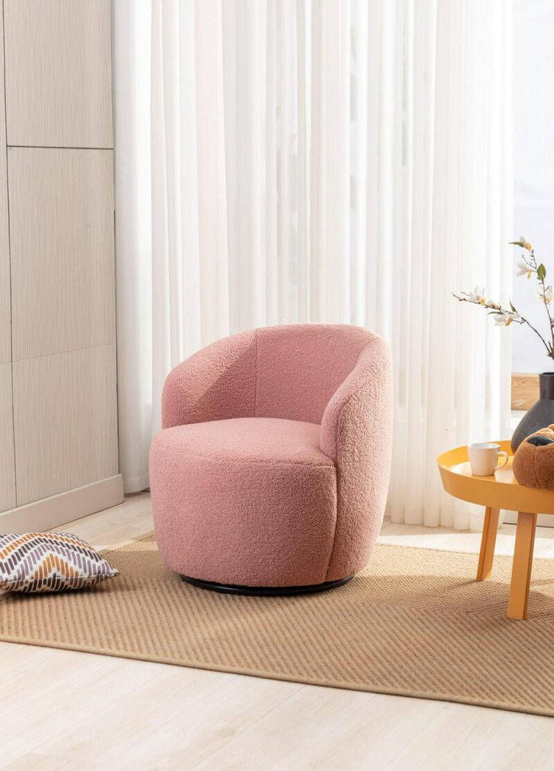 Damerin Modern Light Pink Velvet Swivel Barrel Chair - Image 8
