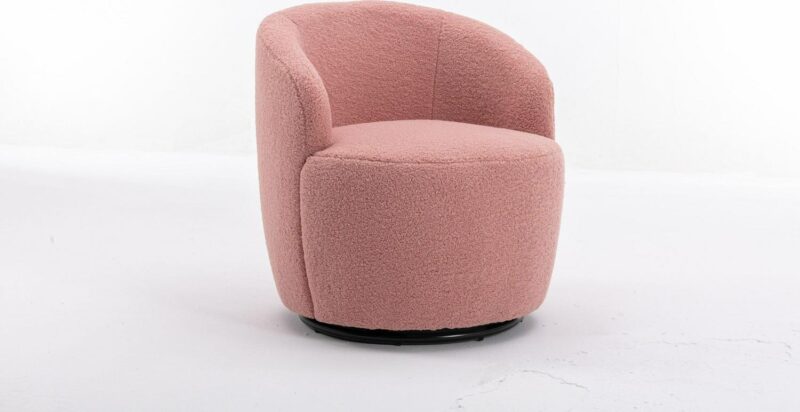 Damerin Modern Light Pink Velvet Swivel Barrel Chair - Image 2