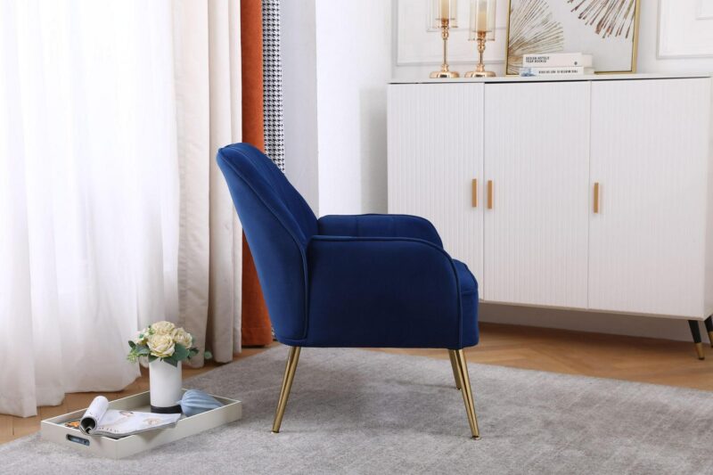 Damerin Modern Navy Velvet Accent Chair - Image 7