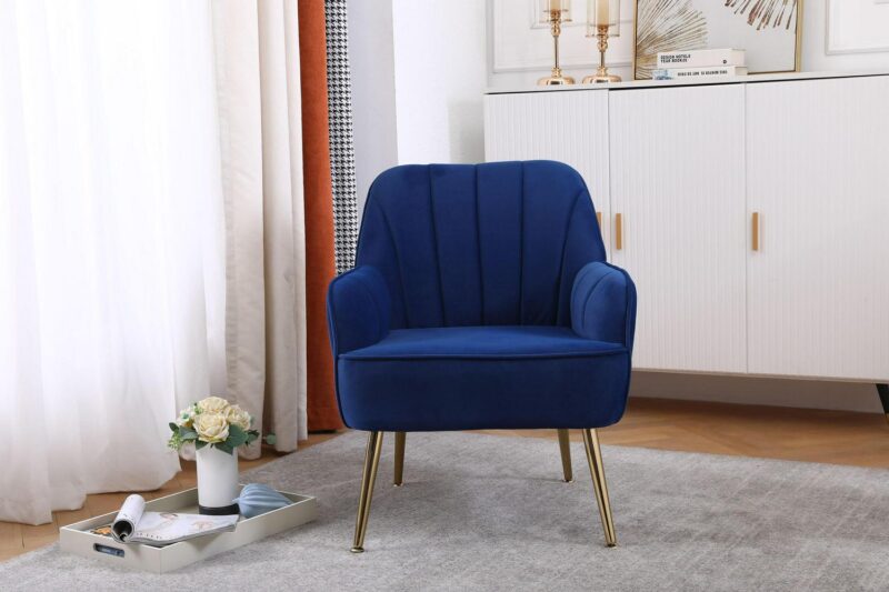Damerin Modern Navy Velvet Accent Chair - Image 5