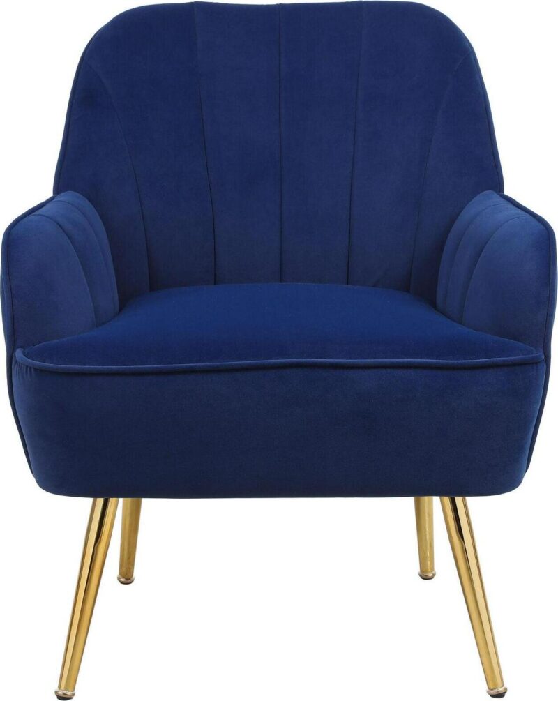 Damerin Modern Navy Velvet Accent Chair - Image 2