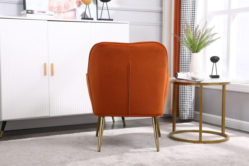 Damerin Modern Orange Velvet Accent Chair - Image 8