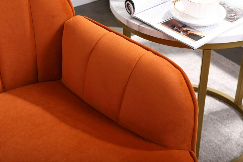 Damerin Modern Orange Velvet Accent Chair - Image 9