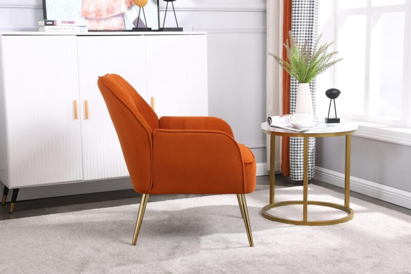 Damerin Modern Orange Velvet Accent Chair - Image 4