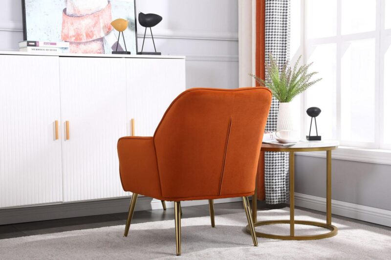 Damerin Modern Orange Velvet Accent Chair - Image 7