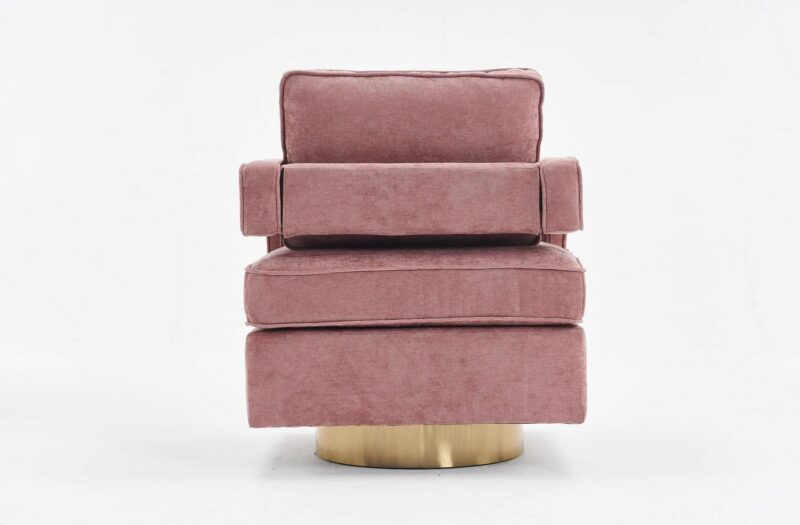Damerin Modern Pink Linen Swivel Barrel Chair - Image 4