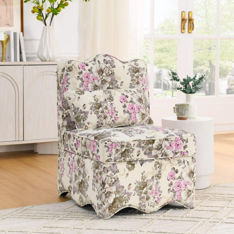 Damerin Modern Pink Flannel Accent Chair - Image 9