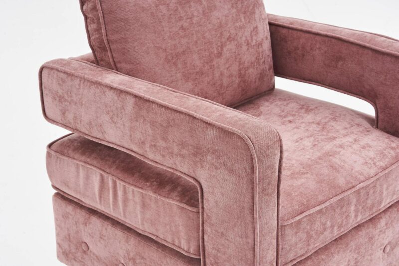 Damerin Modern Pink Linen Swivel Barrel Chair - Image 6
