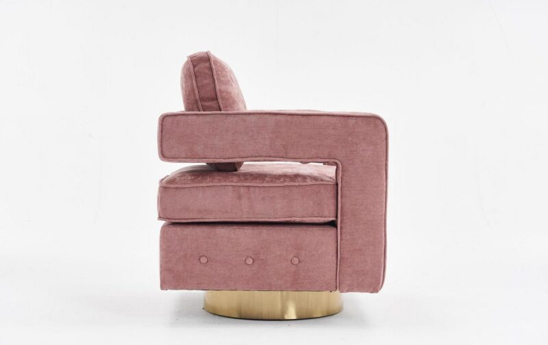 Damerin Modern Pink Linen Swivel Barrel Chair - Image 3