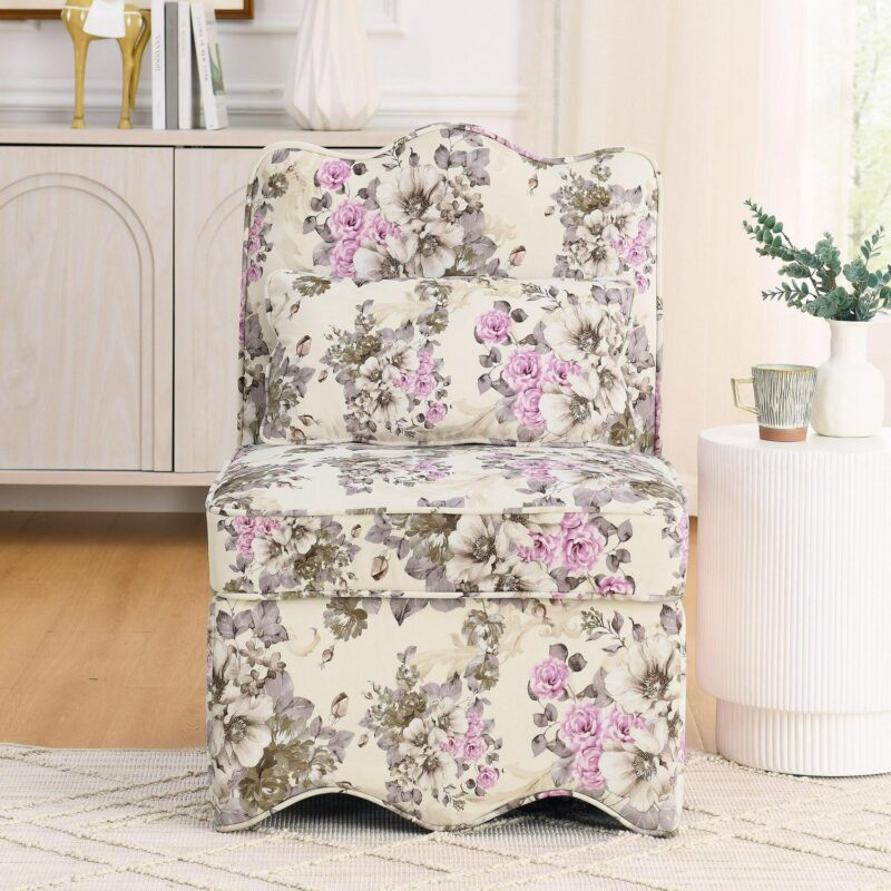 Damerin Modern Pink Flannel Accent Chair - Image 5
