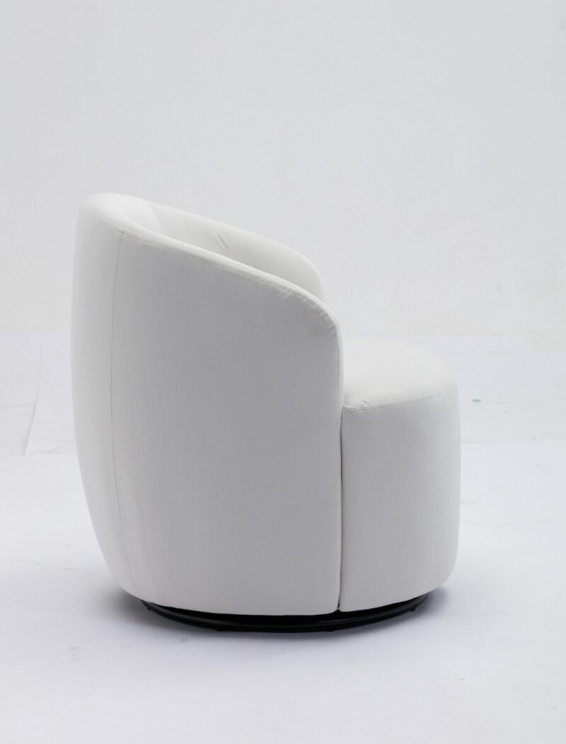 Damerin Modern White Velvet Swivel Barrel Chair - Image 4