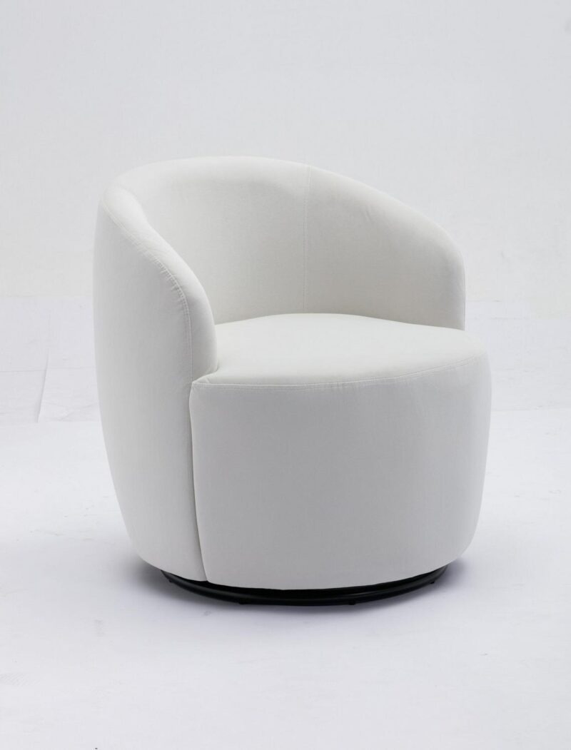 Damerin Modern White Velvet Swivel Barrel Chair - Image 2