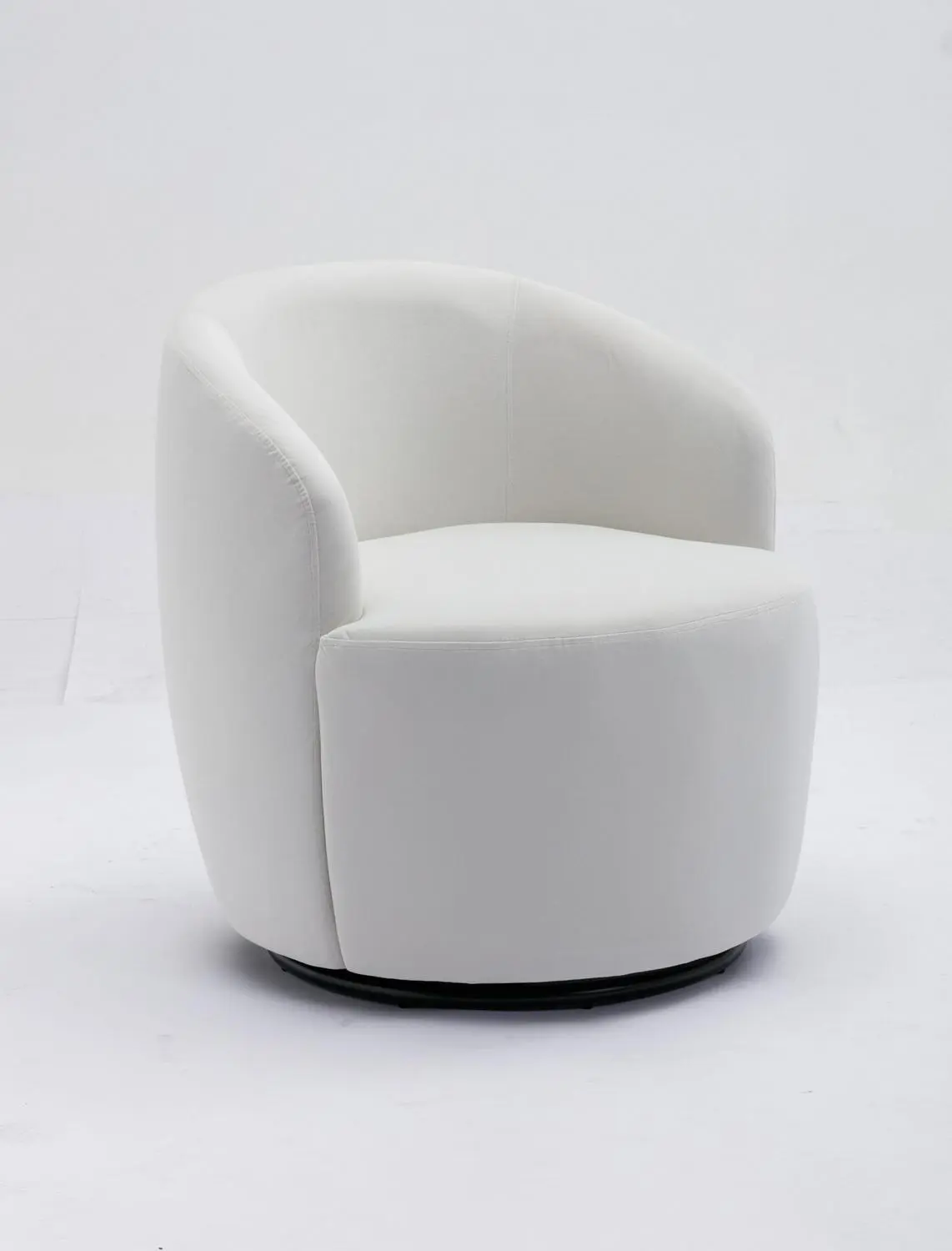 Damerin Modern White Velvet Swivel Barrel Chair 2 Damerin Modern White Velvet Swivel Barrel Chair - Image 2