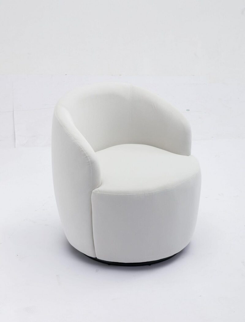 Damerin Modern White Velvet Swivel Barrel Chair
