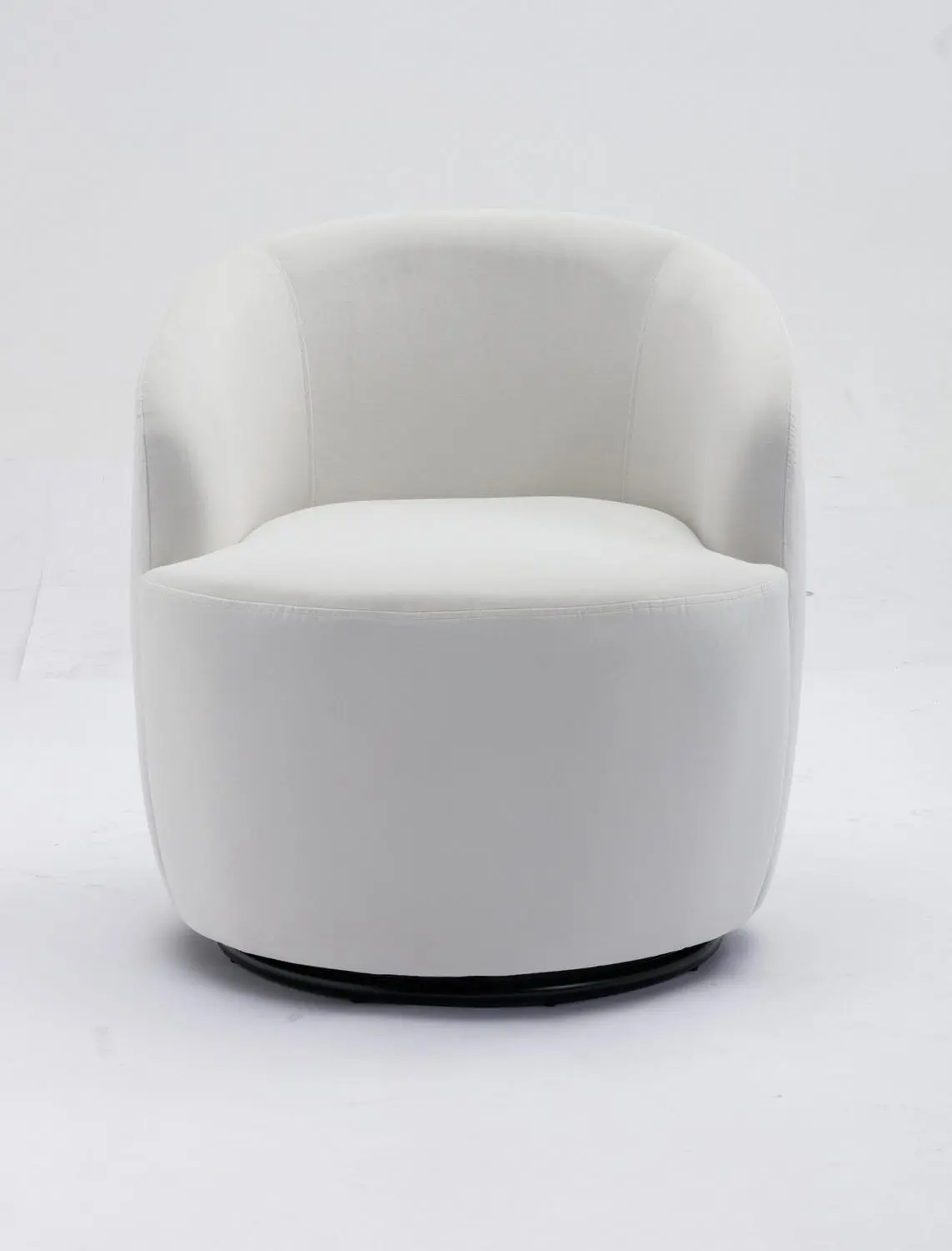 Damerin Modern White Velvet Swivel Barrel Chair 3 Damerin Modern White Velvet Swivel Barrel Chair - Image 3