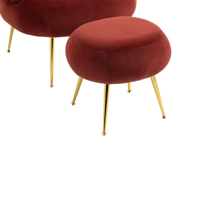Damerin Modern Wine Red Velvet Accent Chair - Image 5