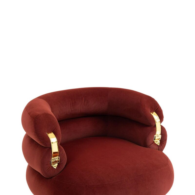 Damerin Modern Wine Red Velvet Accent Chair - Image 8