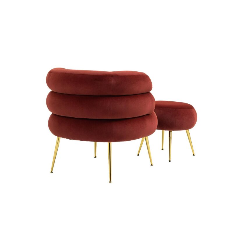 Damerin Modern Wine Red Velvet Accent Chair - Image 3