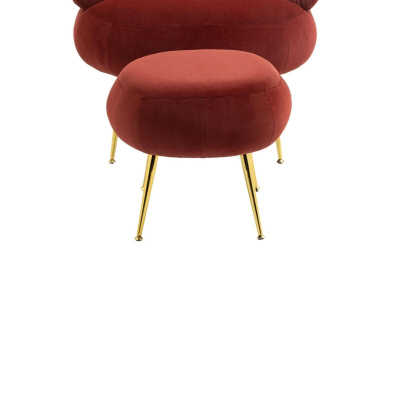 Damerin Modern Wine Red Velvet Accent Chair - Image 7