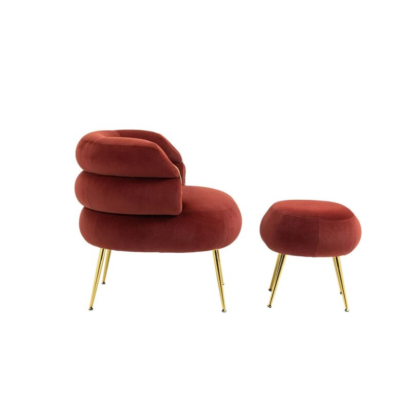 Damerin Modern Wine Red Velvet Accent Chair - Image 4