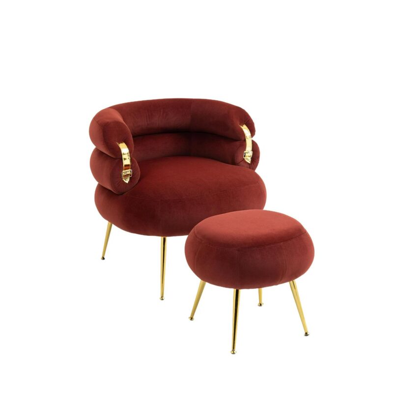 Damerin Modern Wine Red Velvet Accent Chair