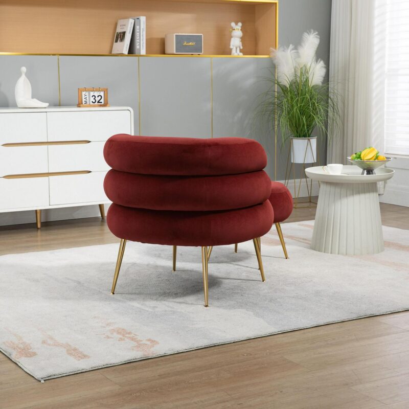 Damerin Modern Wine Red Velvet Accent Chair - Image 12