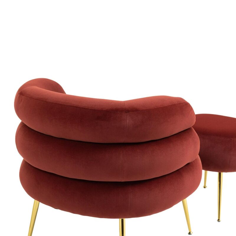 Damerin Modern Wine Red Velvet Accent Chair - Image 6
