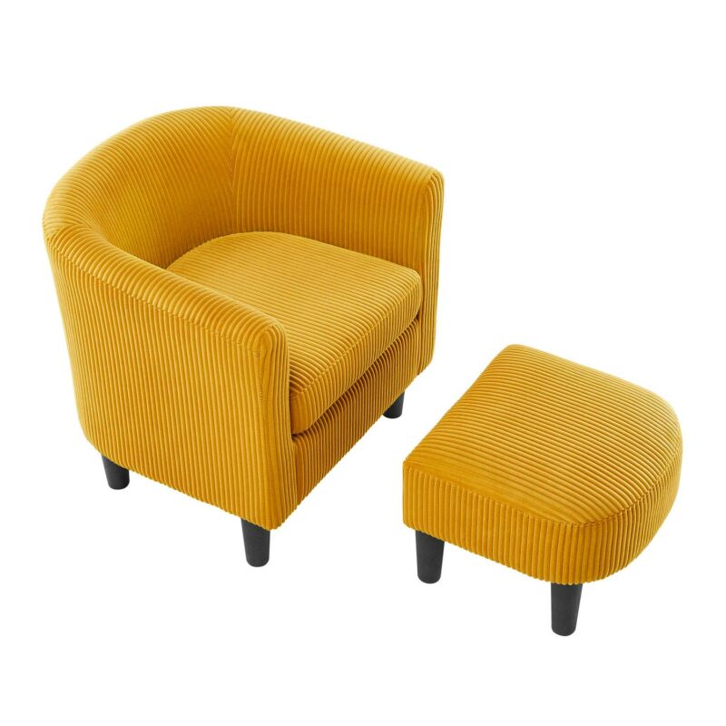 Damerin Modern Yellow Corduroy Accent Chair - Image 3