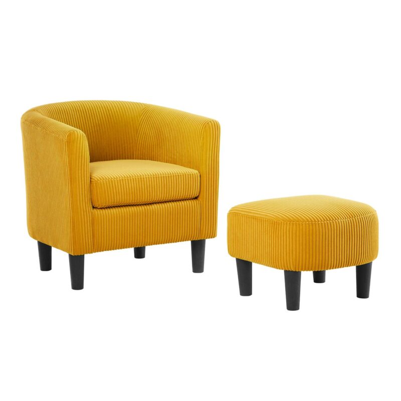 Damerin Modern Yellow Corduroy Accent Chair