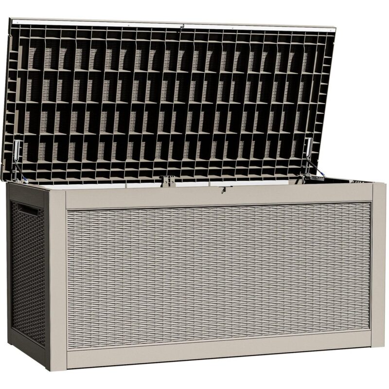 Dextrus 260 Gallon Large Outdoor Deck Box, Waterproof Resin Outdoor Storage Box,for Patio Garden,Lockable, Brown - Image 6